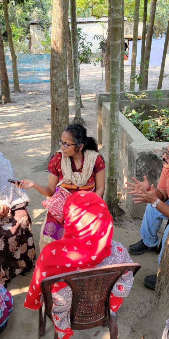Ambika interviews community members in Bangladesh for the Eyeglass Initiatives project