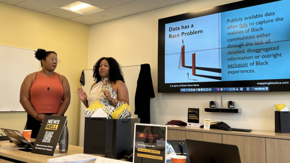Alex Reed, project manager, and Candice Mays, project director, of Mapping Black California. Photo: Sharon Bloyd-Peshkin
