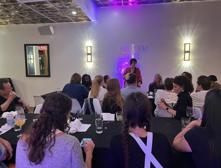 Participants in Climate Week 2023 sit together